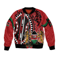 Kenya With African Shield Sleeve Zip Bomber Jacket - Wonder Print Shop
