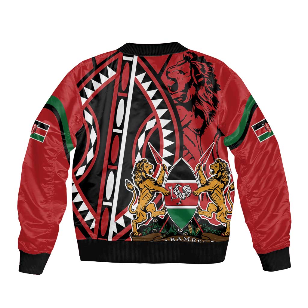 Kenya With African Shield Sleeve Zip Bomber Jacket - Wonder Print Shop