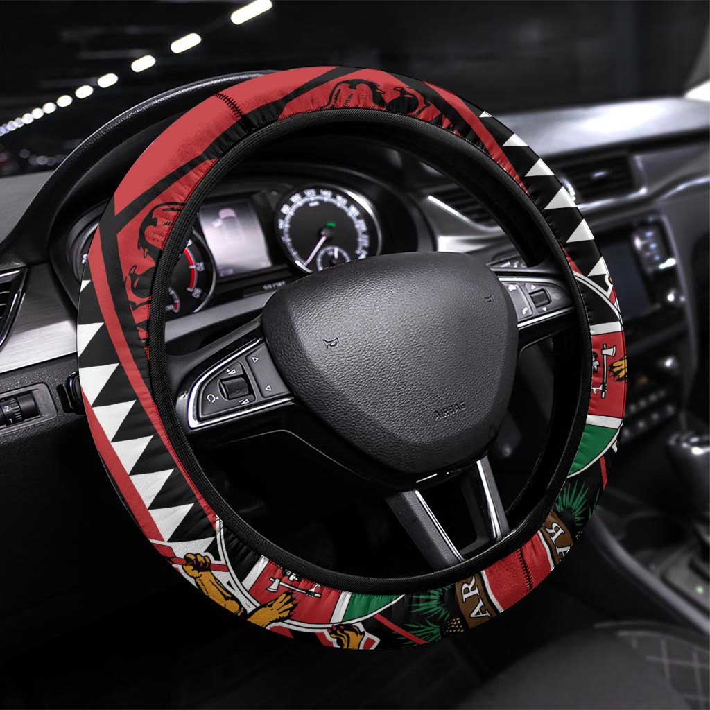 Kenya With African Shield Steering Wheel Cover - Wonder Print Shop