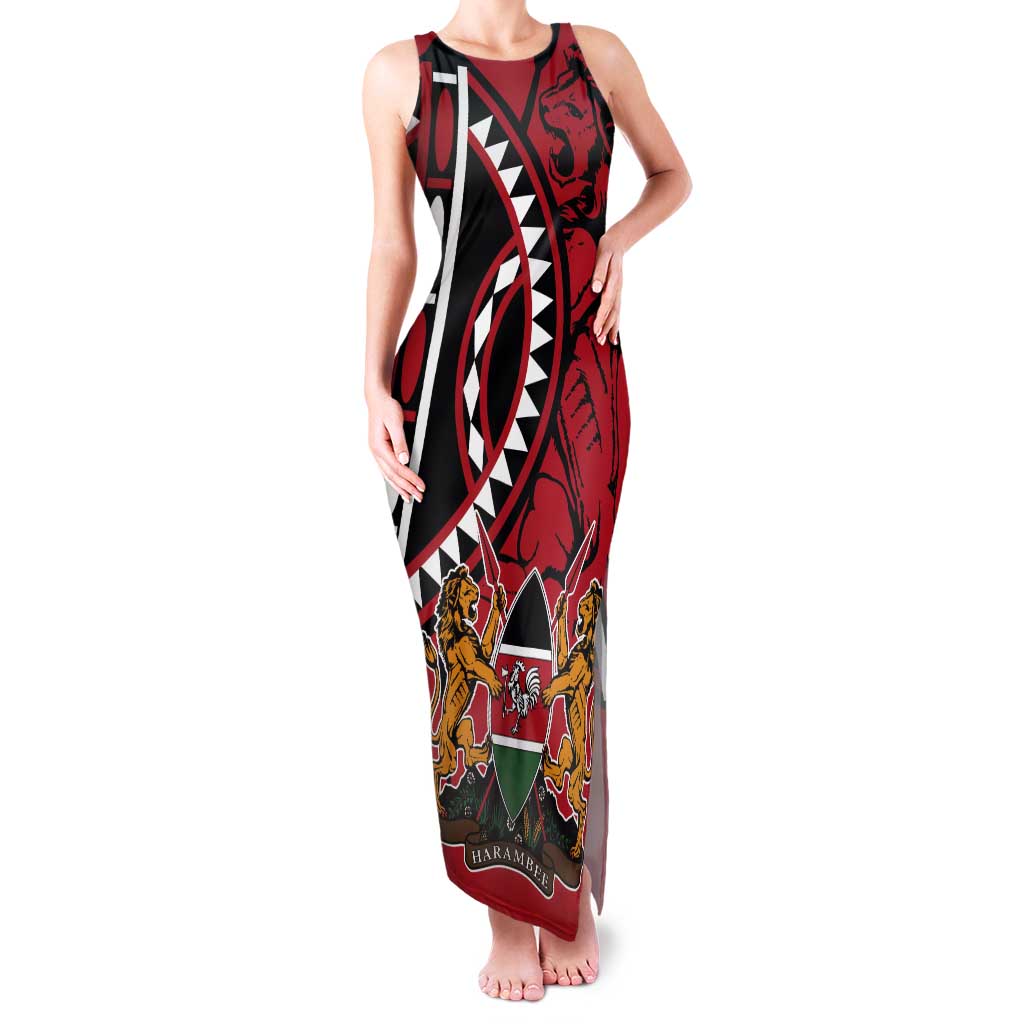 Kenya With African Shield Tank Maxi Dress - Wonder Print Shop