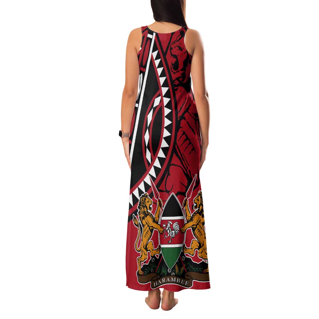 Kenya With African Shield Tank Maxi Dress - Wonder Print Shop