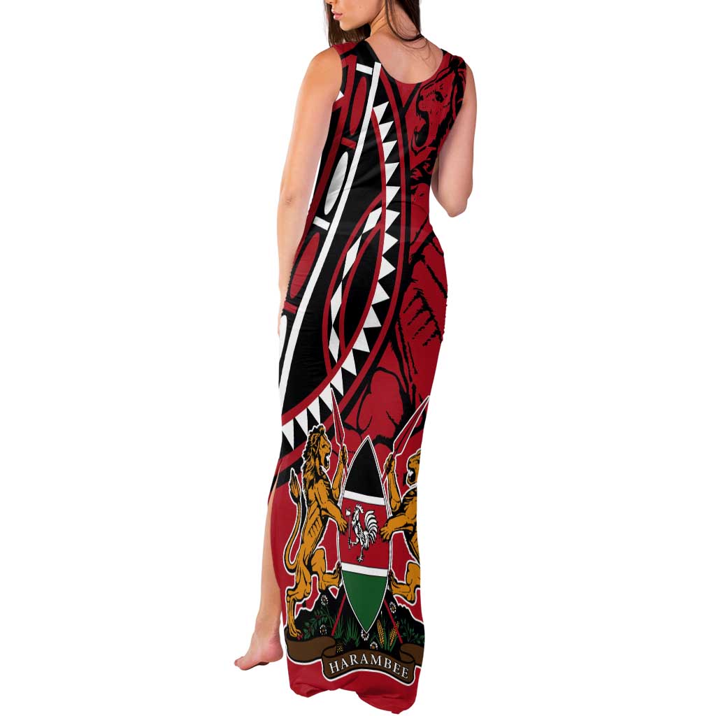 Kenya With African Shield Tank Maxi Dress - Wonder Print Shop