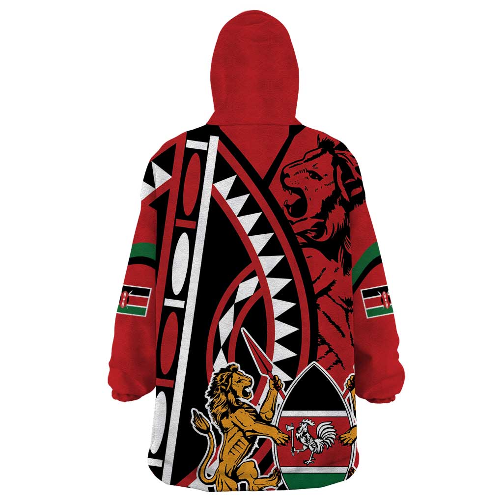 Kenya With African Shield Wearable Blanket Hoodie - Wonder Print Shop