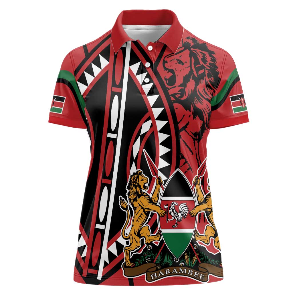 Kenya With African Shield Women Polo Shirt - Wonder Print Shop