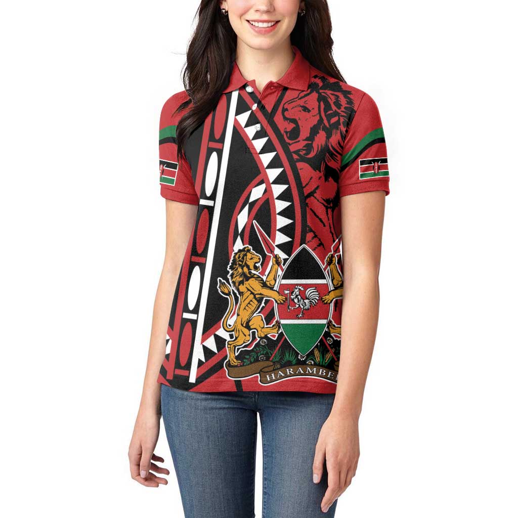 Kenya With African Shield Women Polo Shirt - Wonder Print Shop