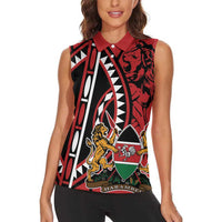 Kenya With African Shield Women Sleeveless Polo Shirt - Wonder Print Shop