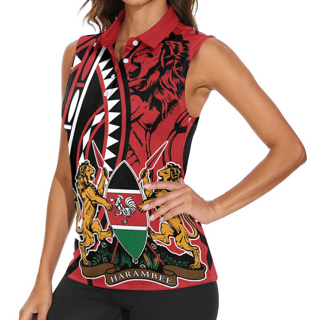 Kenya With African Shield Women Sleeveless Polo Shirt - Wonder Print Shop