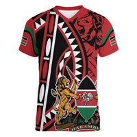 Kenya With African Shield Women V-Neck T-Shirt - Wonder Print Shop
