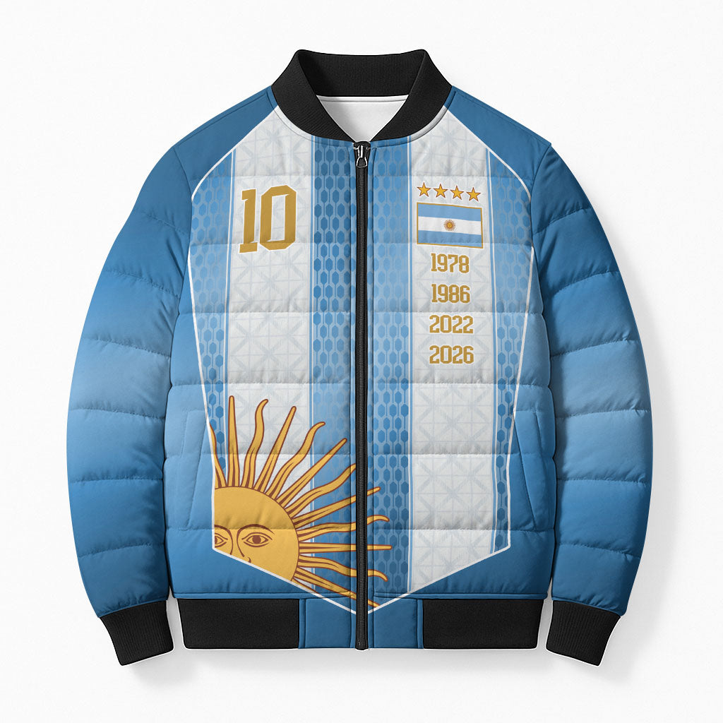 Argentina Campeones del Mundo 2026 Custom Bomber Puffer Jacket Albiceleste  Fourth Star Retro Style