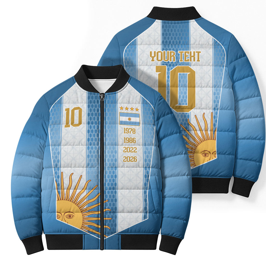 Argentina Campeones del Mundo 2026 Custom Bomber Puffer Jacket Albiceleste  Fourth Star Retro Style