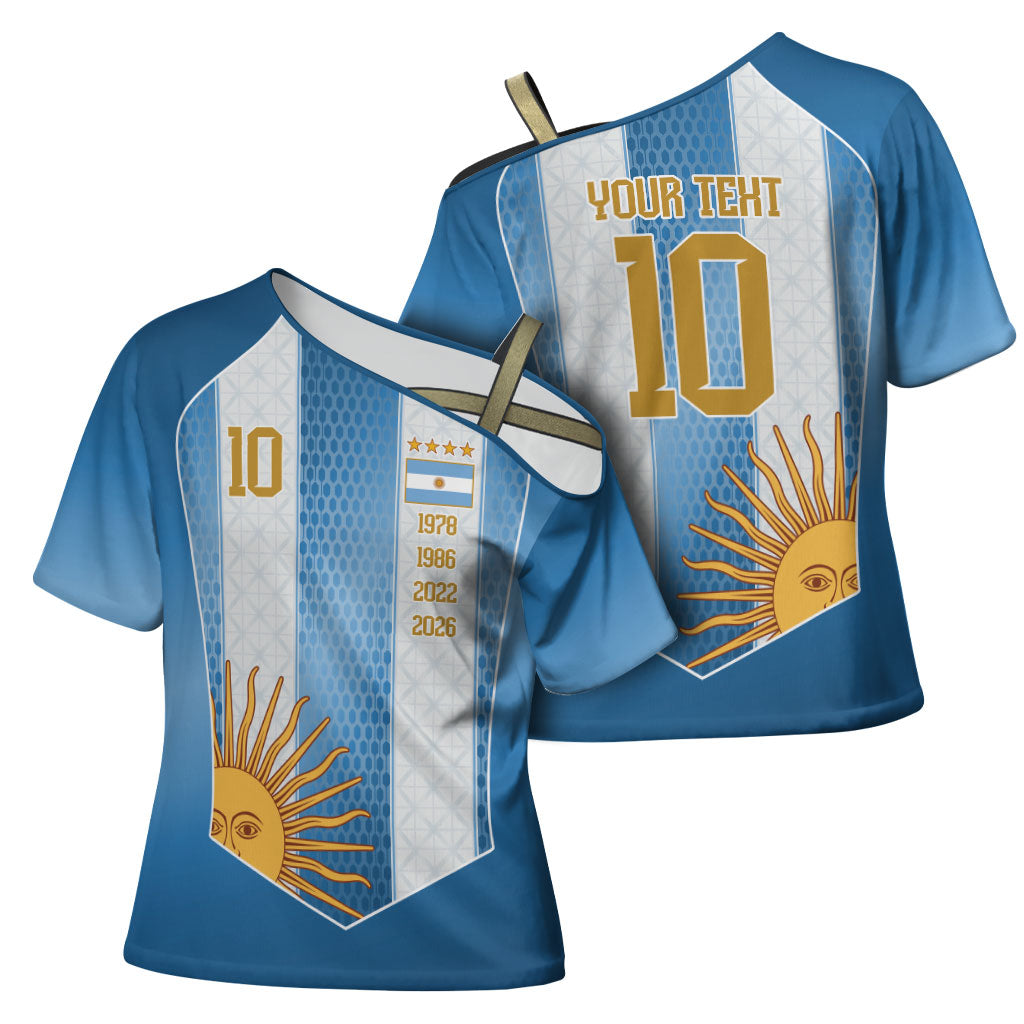 Argentina Campeones del Mundo 2026 Custom Cross Shoulder Shirt Albiceleste  Fourth Star Retro Style