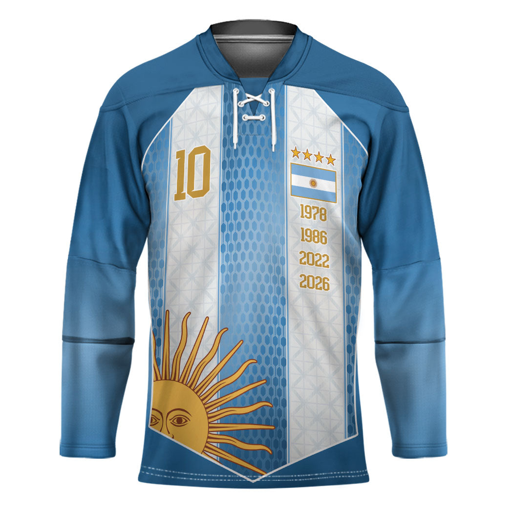 Argentina Campeones del Mundo 2026 Custom Hockey Jersey Albiceleste  Fourth Star Retro Style