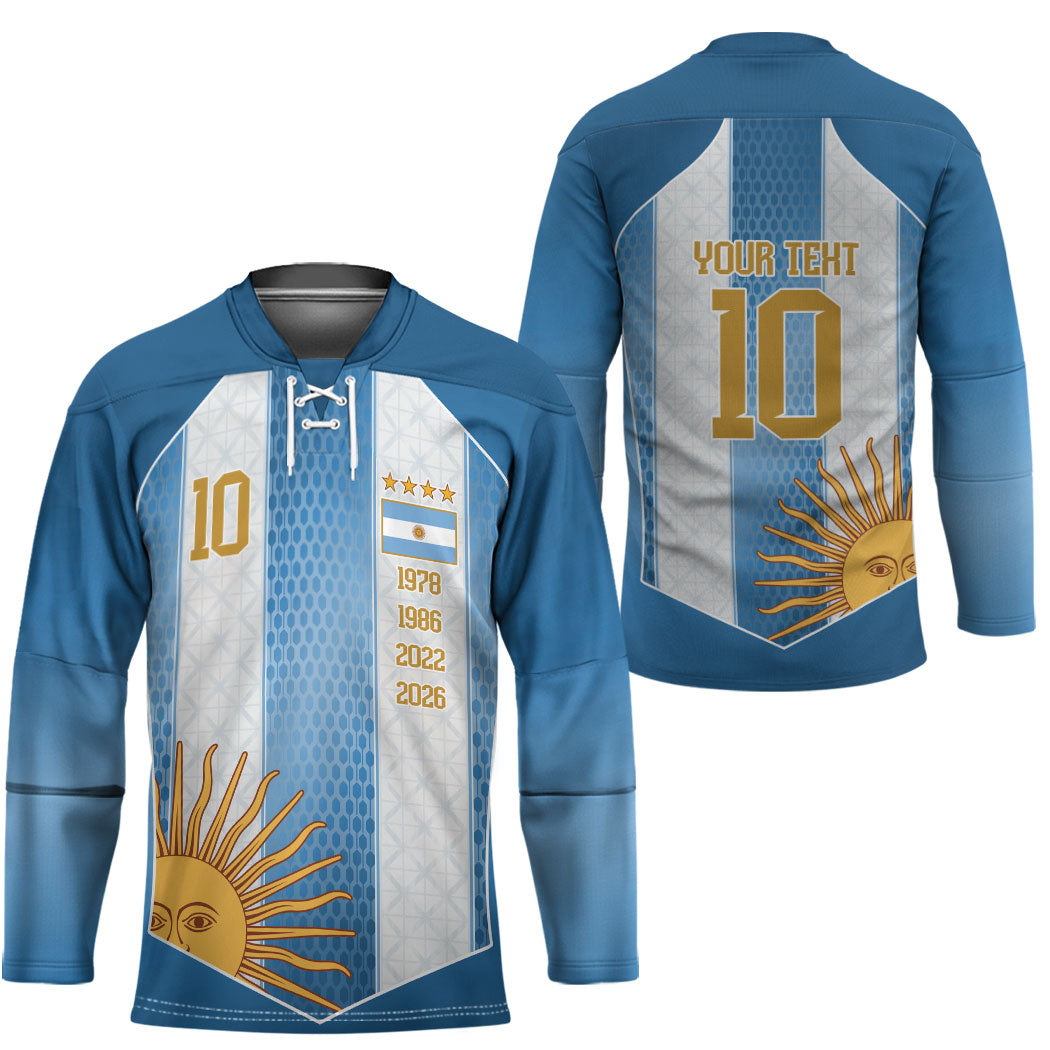 Argentina Campeones del Mundo 2026 Custom Hockey Jersey Albiceleste  Fourth Star Retro Style