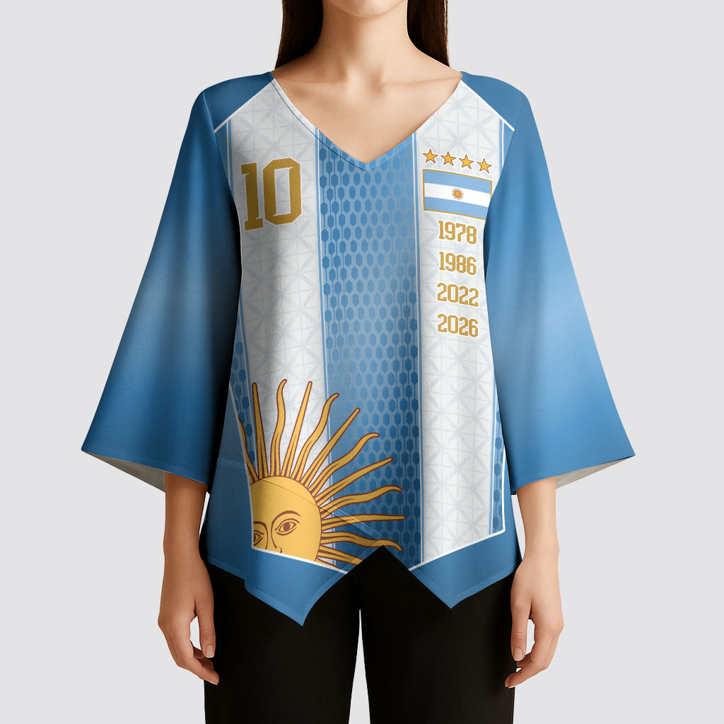 Argentina Campeones del Mundo 2026 Custom Kimono Sleeve Blouse Albiceleste  Fourth Star Retro Style