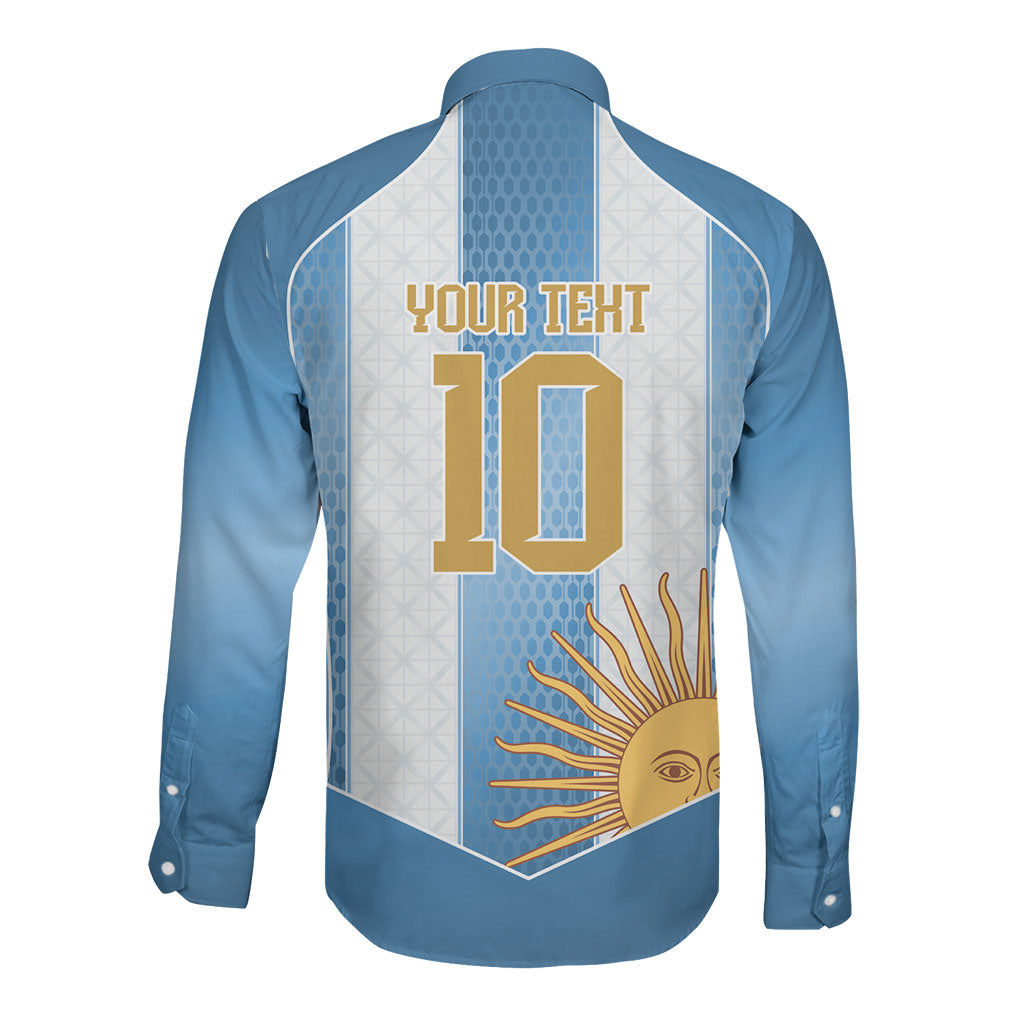 Argentina Campeones del Mundo 2026 Custom Long Sleeve Button Shirt Albiceleste  Fourth Star Retro Style