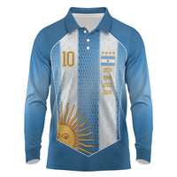 Argentina Campeones del Mundo 2026 Custom Long Sleeve Polo Shirt Albiceleste  Fourth Star Retro Style