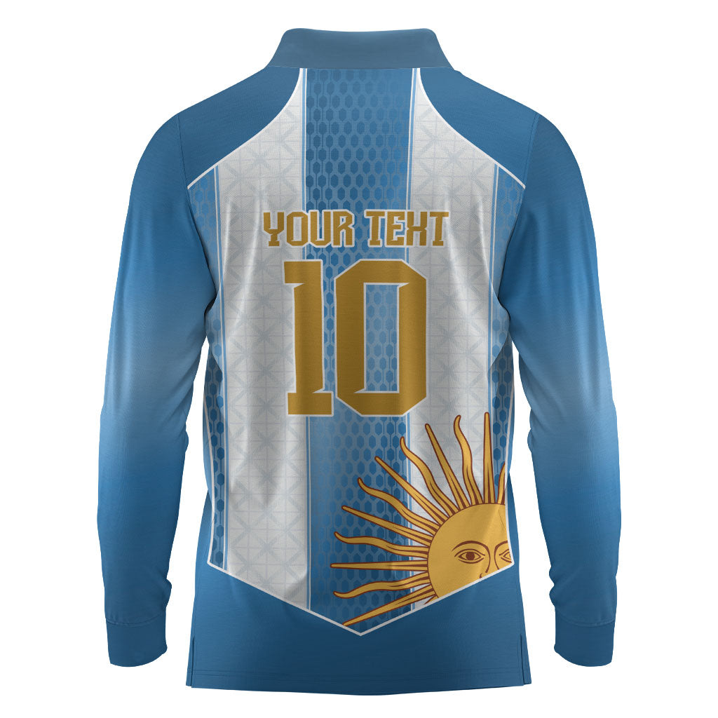 Argentina Campeones del Mundo 2026 Custom Long Sleeve Polo Shirt Albiceleste  Fourth Star Retro Style