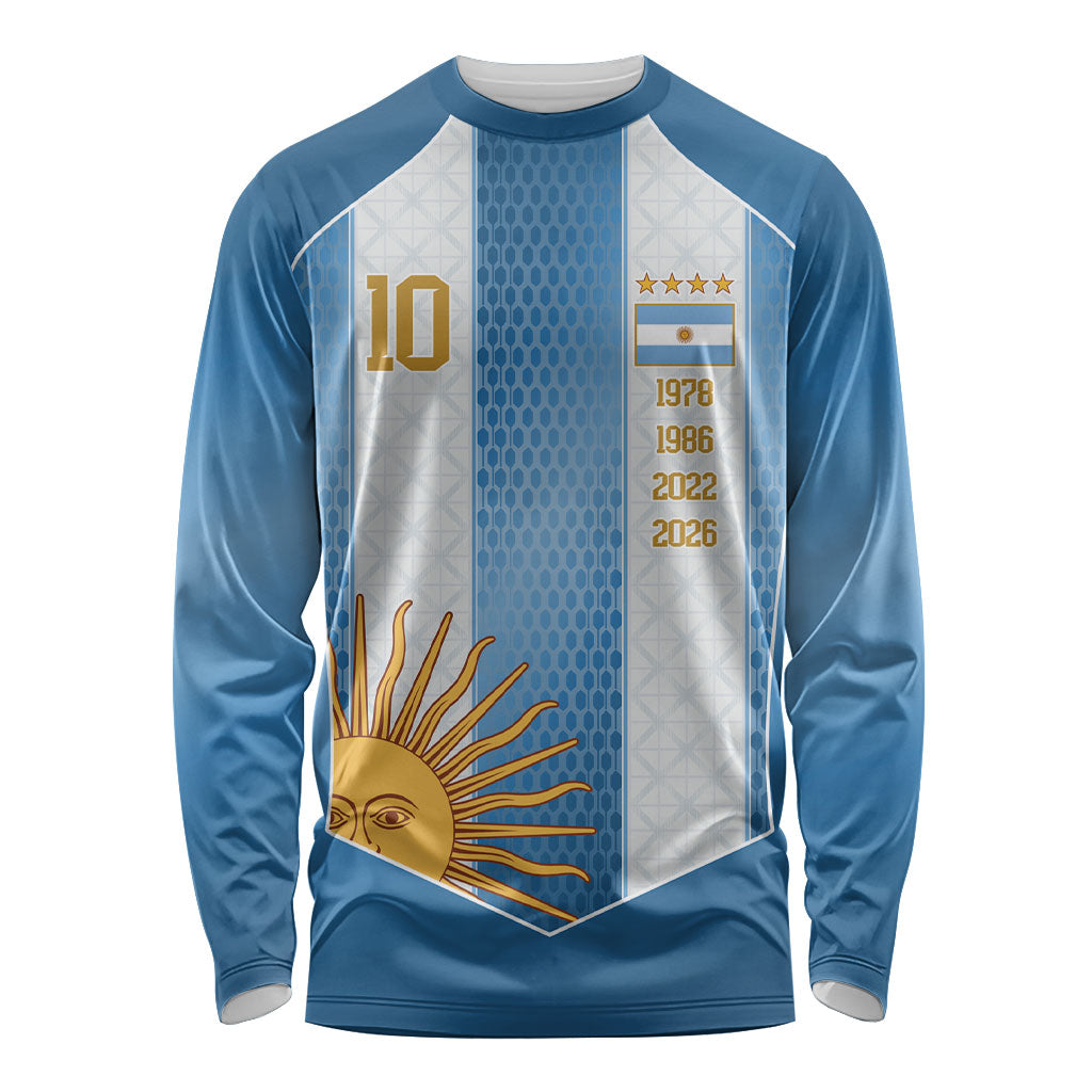 Argentina Campeones del Mundo 2026 Custom Long Sleeve Shirt Albiceleste  Fourth Star Retro Style