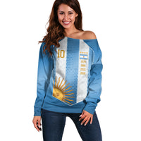 Argentina Campeones del Mundo 2026 Custom Off Shoulder Sweater Albiceleste  Fourth Star Retro Style