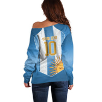 Argentina Campeones del Mundo 2026 Custom Off Shoulder Sweater Albiceleste  Fourth Star Retro Style