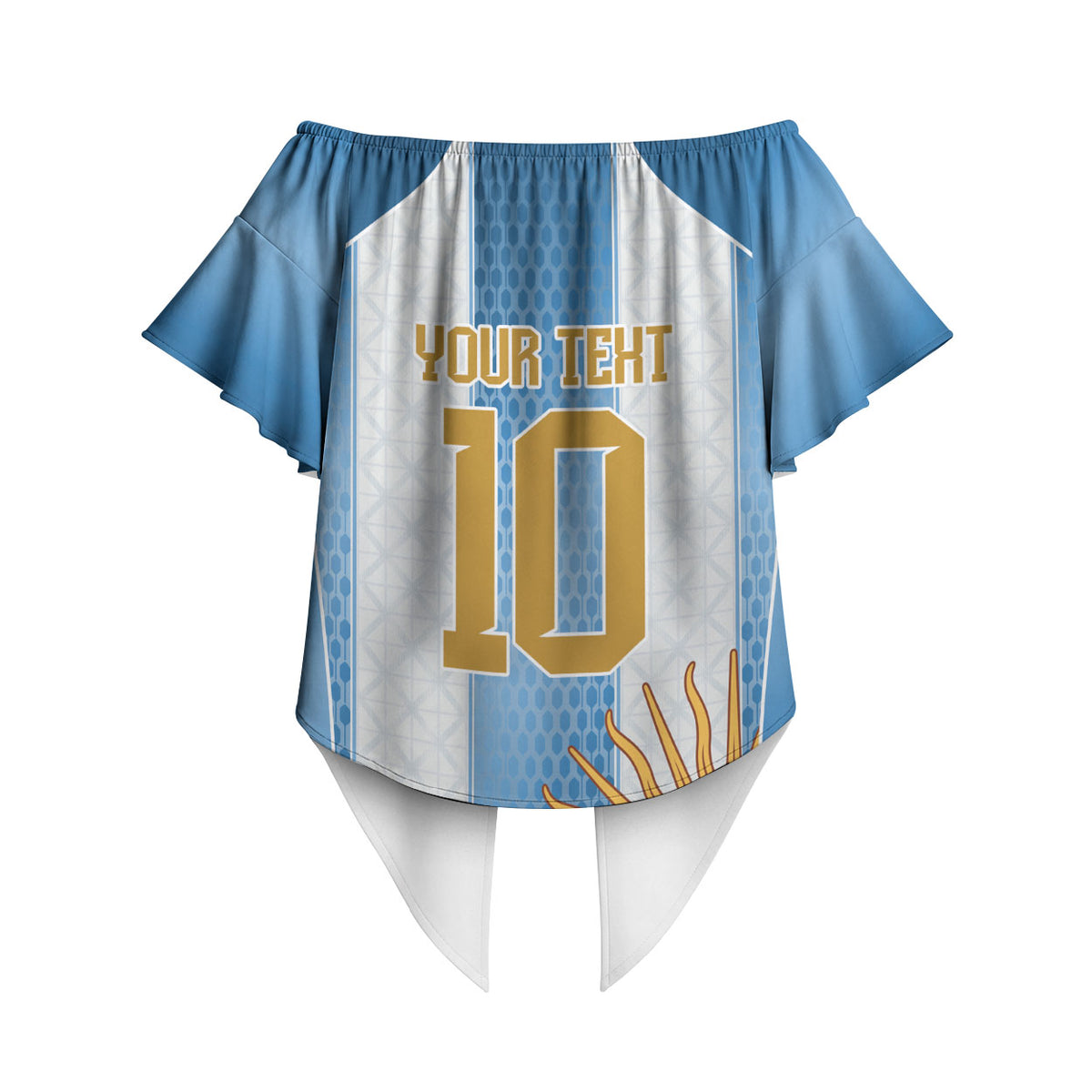 Argentina Campeones del Mundo 2026 Custom Off Shoulder Wrap Waist Top Albiceleste  Fourth Star Retro Style
