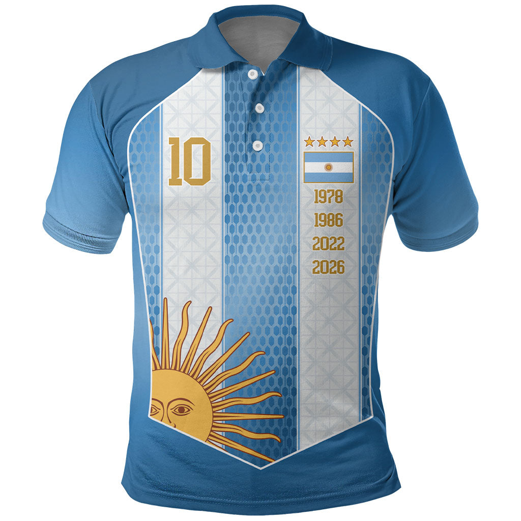 Argentina Campeones del Mundo 2026 Custom Polo Shirt Albiceleste  Fourth Star Retro Style