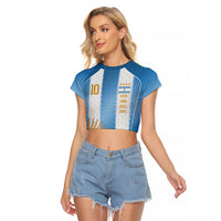 Argentina Campeones del Mundo 2026 Custom Raglan Cropped T Shirt Albiceleste  Fourth Star Retro Style