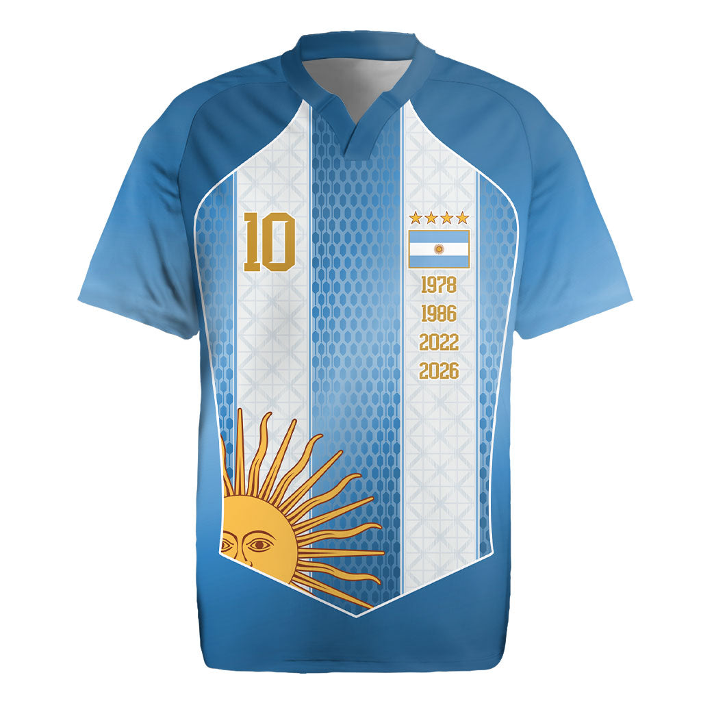 Argentina Campeones del Mundo 2026 Custom Rugby Jersey Albiceleste  Fourth Star Retro Style