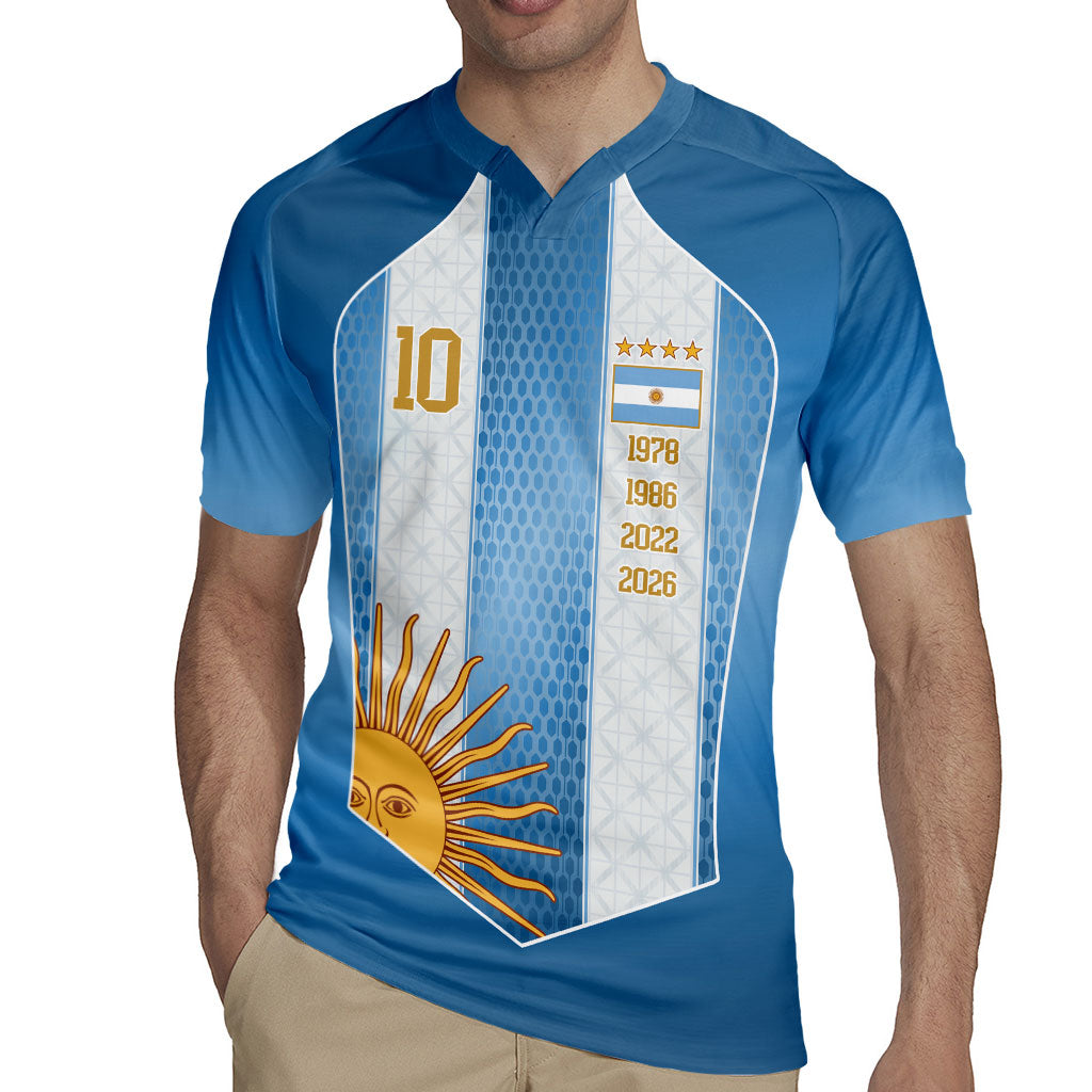 Argentina Campeones del Mundo 2026 Custom Rugby Jersey Albiceleste  Fourth Star Retro Style