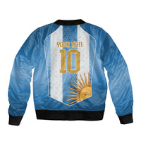 Argentina Campeones del Mundo 2026 Custom Sleeve Zip Bomber Jacket Albiceleste  Fourth Star Retro Style