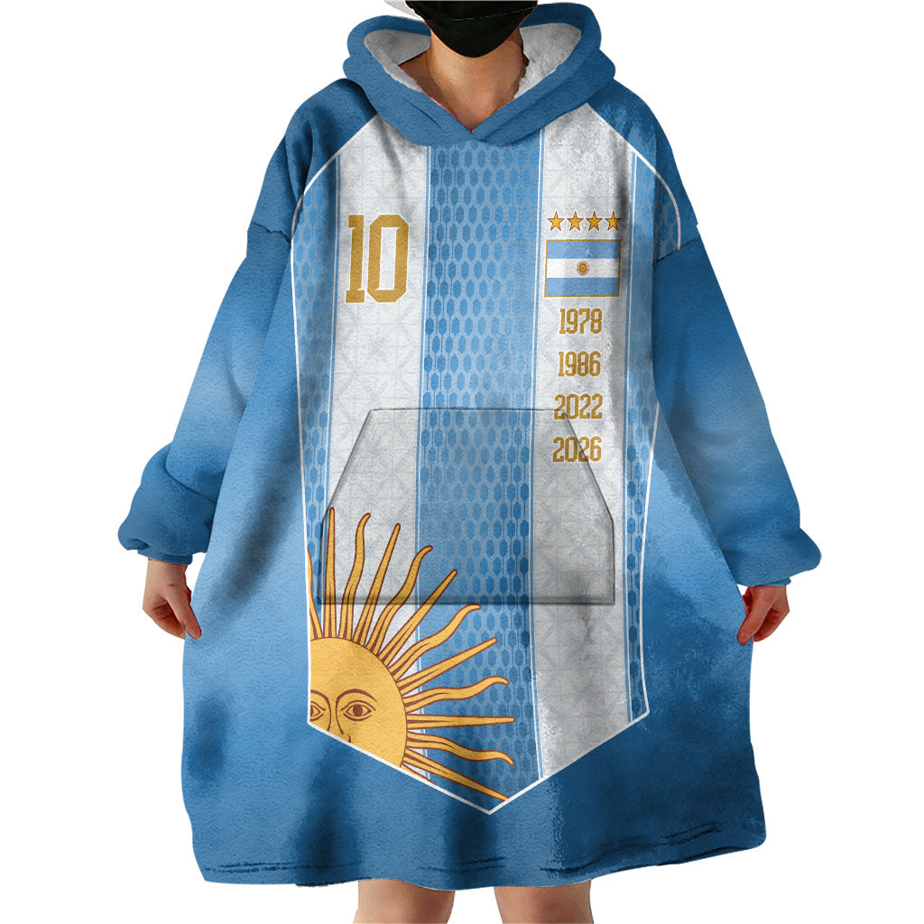 Argentina Campeones del Mundo 2026 Custom Wearable Blanket Hoodie Albiceleste  Fourth Star Retro Style