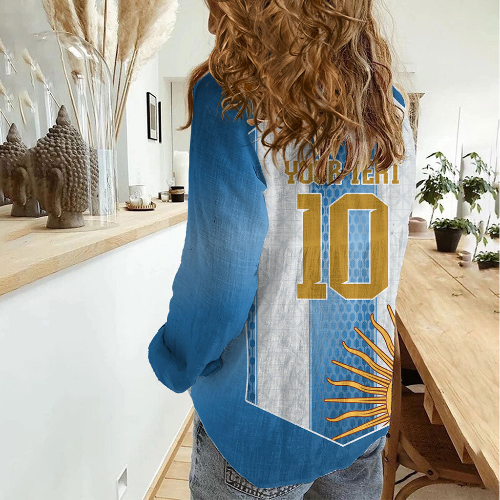 Argentina Campeones del Mundo 2026 Custom Women Casual Shirt Albiceleste  Fourth Star Retro Style