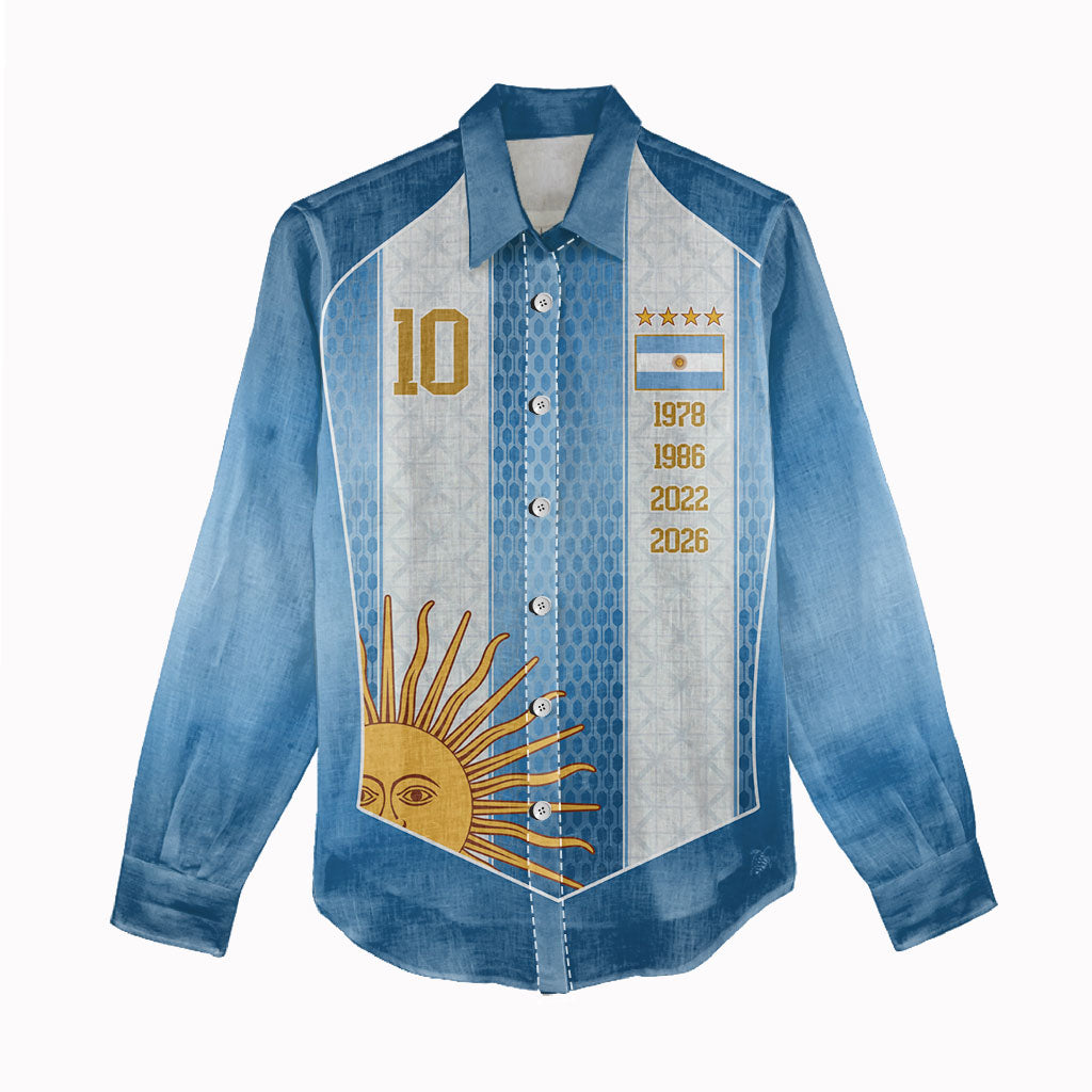 Argentina Campeones del Mundo 2026 Custom Women Casual Shirt Albiceleste  Fourth Star Retro Style