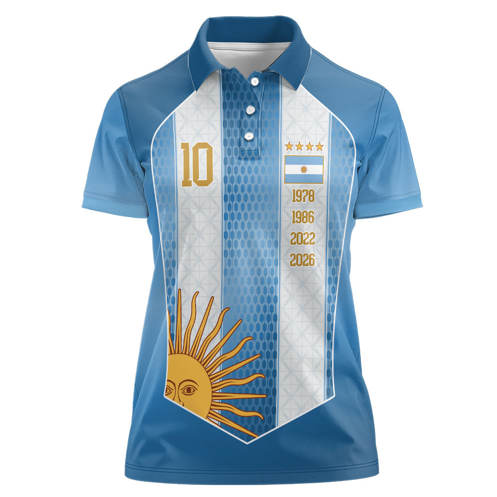Argentina Campeones del Mundo 2026 Custom Women Polo Shirt Albiceleste  Fourth Star Retro Style