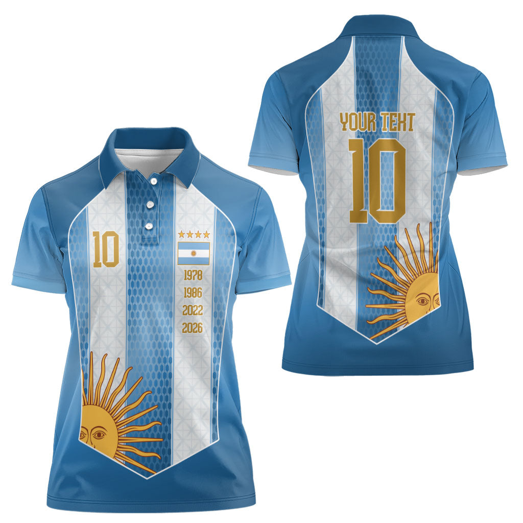 Argentina Campeones del Mundo 2026 Custom Women Polo Shirt Albiceleste  Fourth Star Retro Style