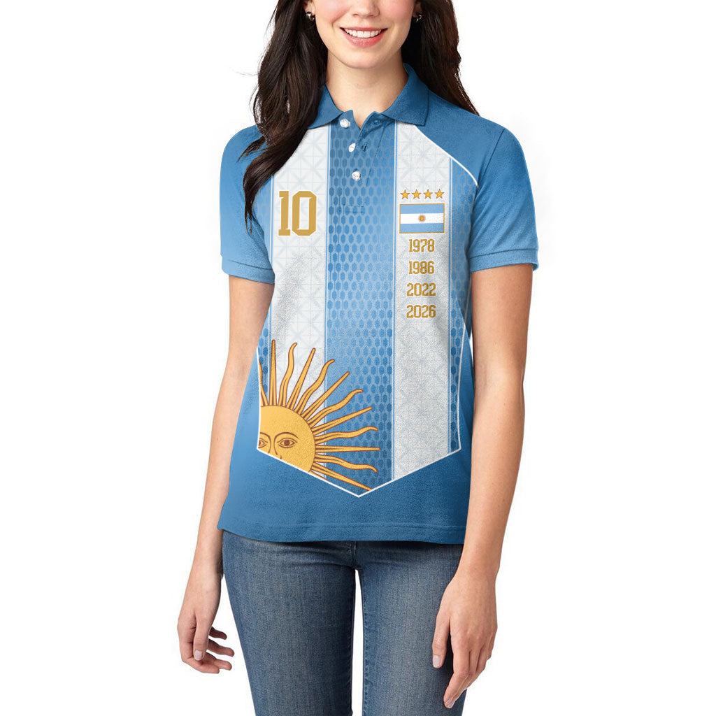 Argentina Campeones del Mundo 2026 Custom Women Polo Shirt Albiceleste  Fourth Star Retro Style