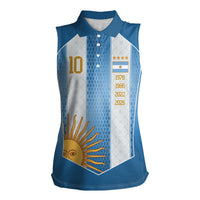 Argentina Campeones del Mundo 2026 Custom Women Sleeveless Polo Shirt Albiceleste  Fourth Star Retro Style