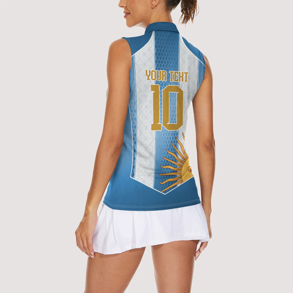 Argentina Campeones del Mundo 2026 Custom Women Sleeveless Polo Shirt Albiceleste  Fourth Star Retro Style