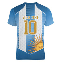 Argentina Campeones del Mundo 2026 Custom Women V-Neck T-Shirt Albiceleste  Fourth Star Retro Style