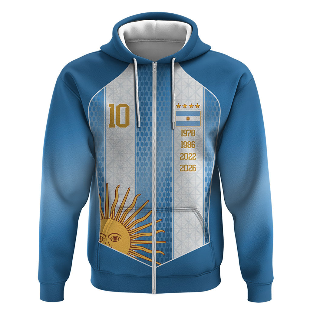 Argentina Campeones del Mundo 2026 Custom Zip Hoodie Albiceleste  Fourth Star Retro Style