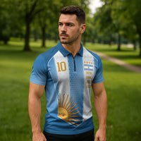 Argentina Campeones del Mundo 2026 Custom Zipper Polo Shirt Albiceleste  Fourth Star Retro Style