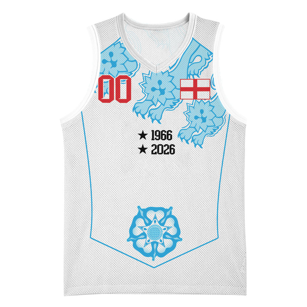 England World Champions 2026 Custom Basketball Jersey Three Lions Second Star Retro Style