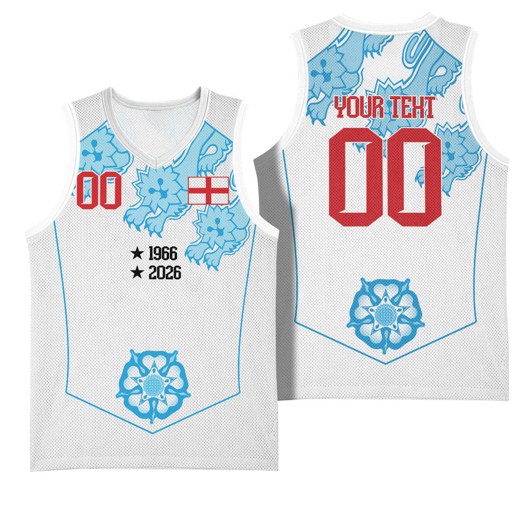 England World Champions 2026 Custom Basketball Jersey Three Lions Second Star Retro Style