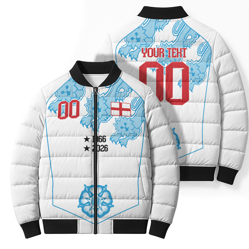 England World Champions 2026 Custom Bomber Puffer Jacket Three Lions Second Star Retro Style