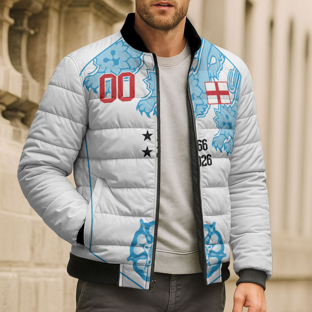 England World Champions 2026 Custom Bomber Puffer Jacket Three Lions Second Star Retro Style