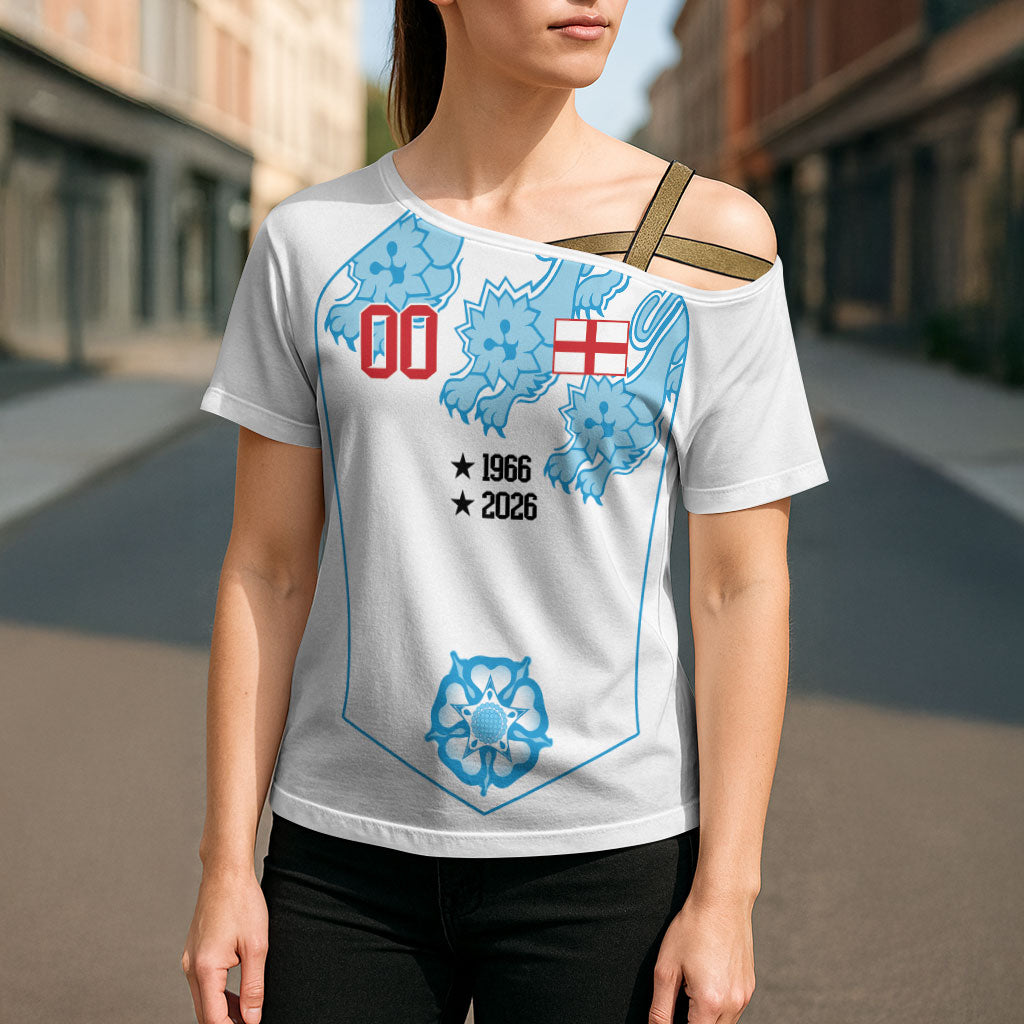 England World Champions 2026 Custom Cross Shoulder Shirt Three Lions Second Star Retro Style