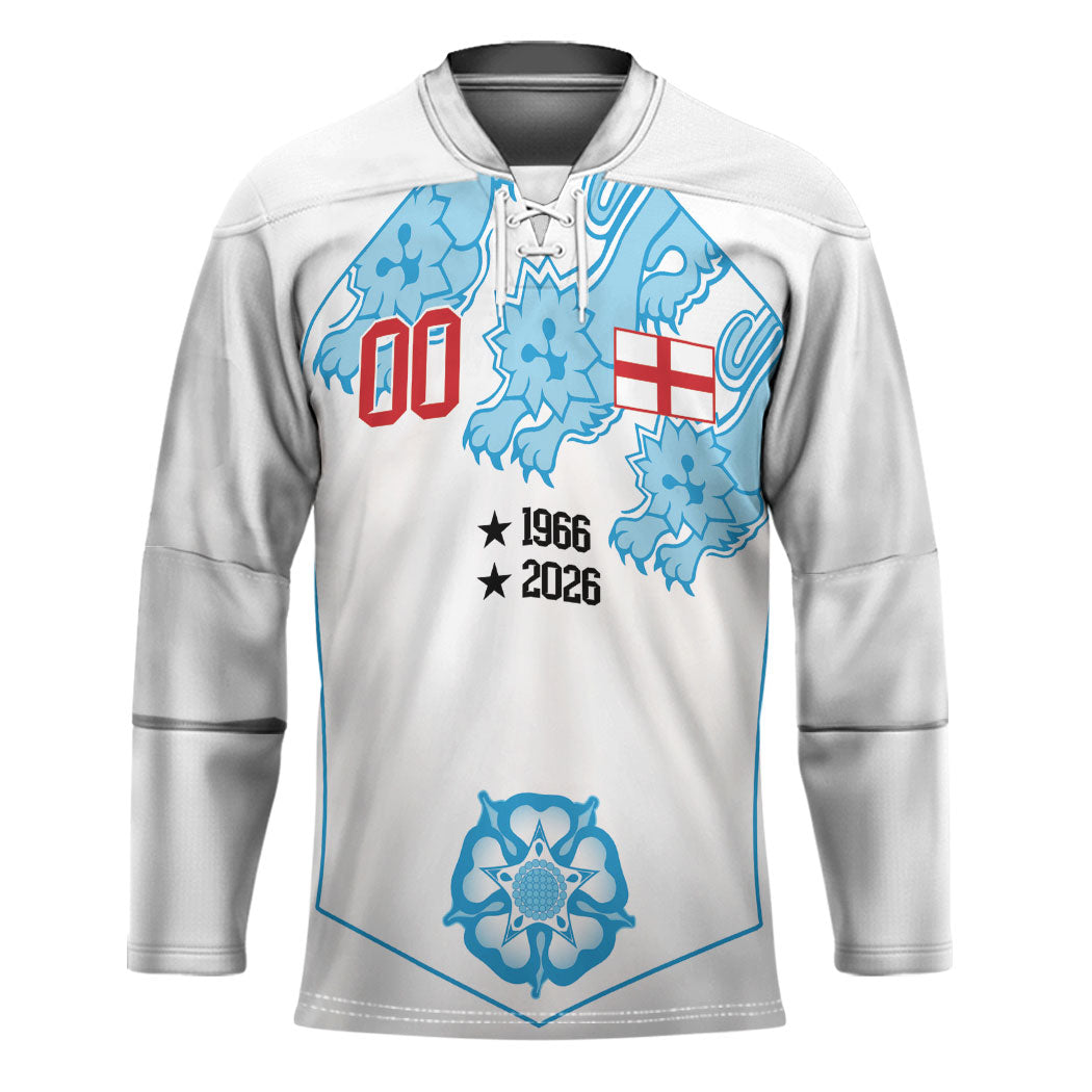 England World Champions 2026 Custom Hockey Jersey Three Lions Second Star Retro Style