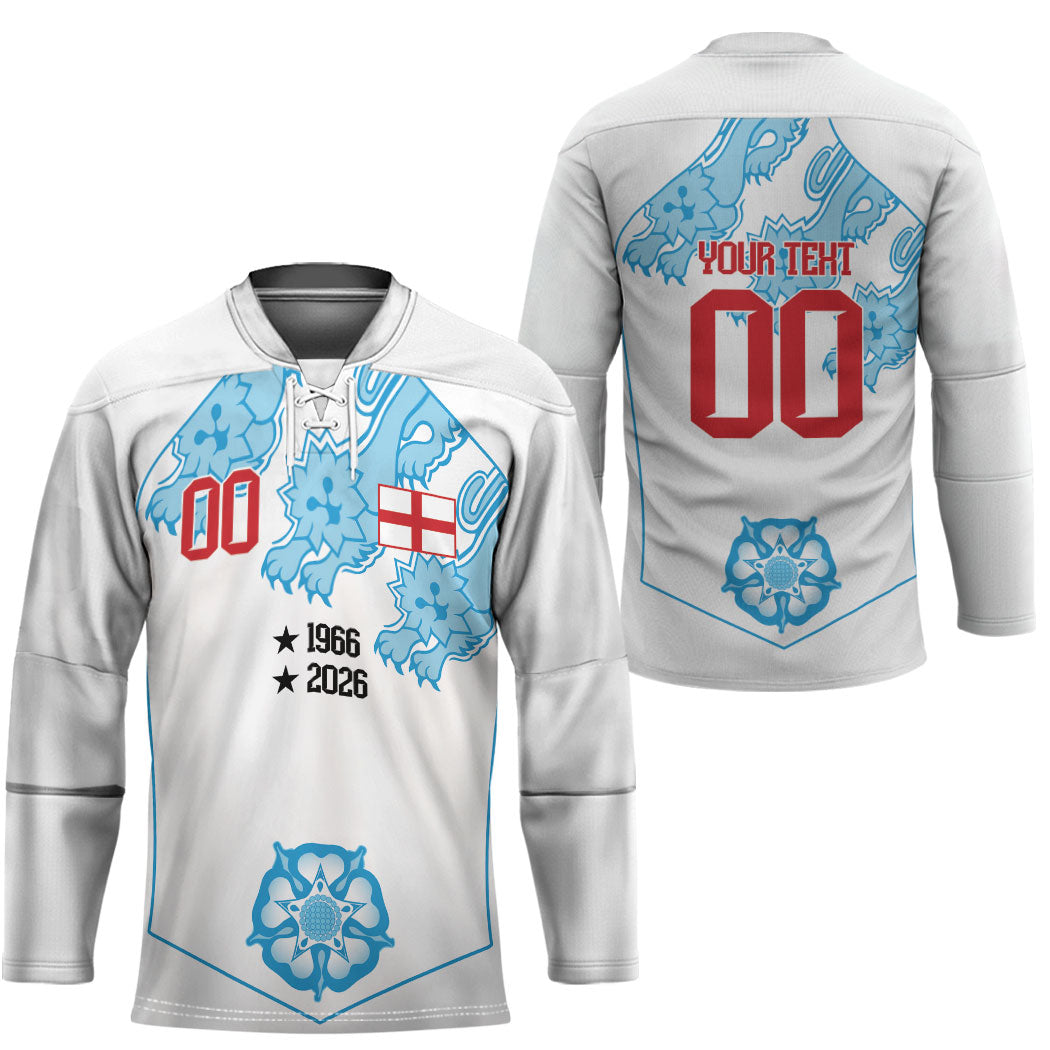 England World Champions 2026 Custom Hockey Jersey Three Lions Second Star Retro Style