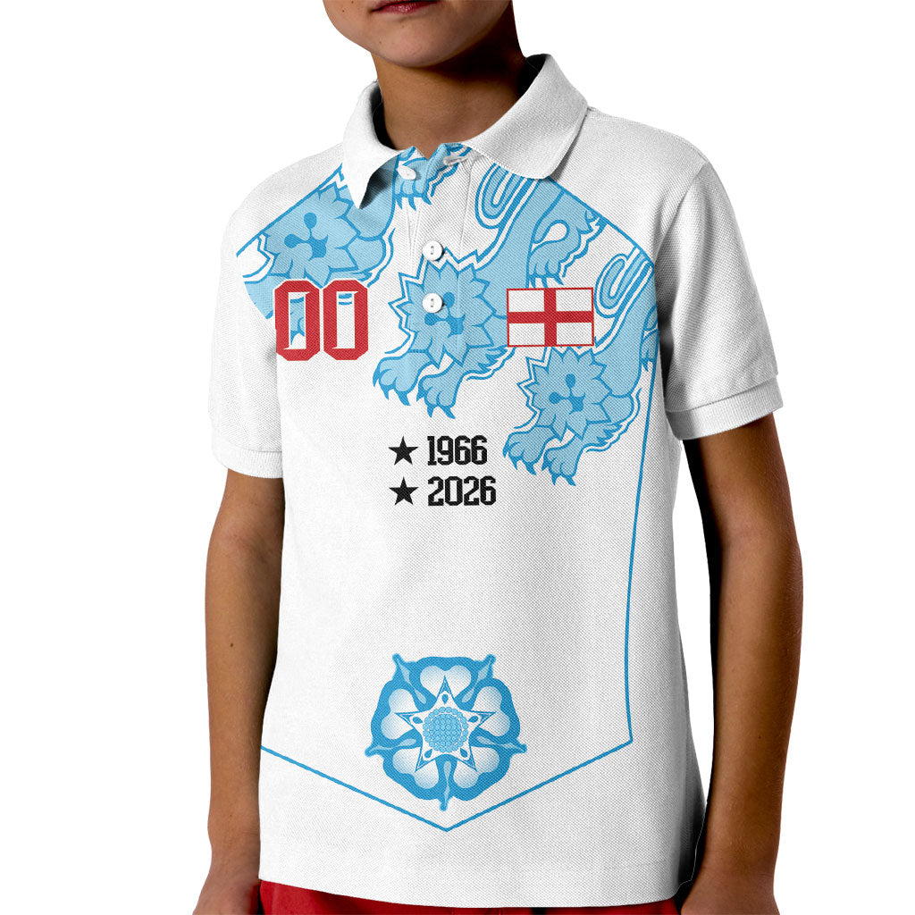 England World Champions 2026 Custom Kid Polo Shirt Three Lions Second Star Retro Style