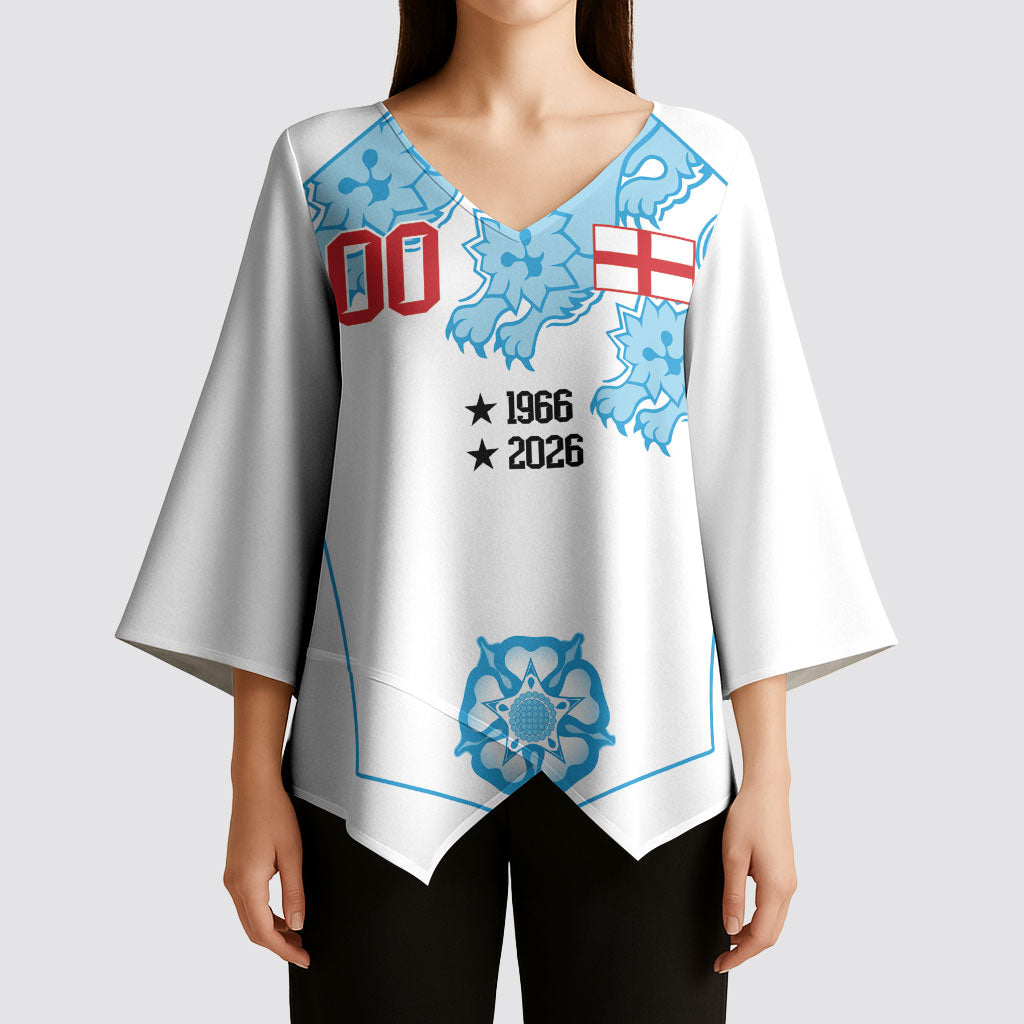 England World Champions 2026 Custom Kimono Sleeve Blouse Three Lions Second Star Retro Style